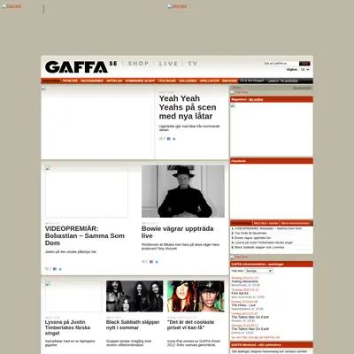 GAFFA startsida 2013
