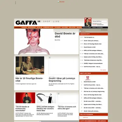 GAFFA startsida 2016