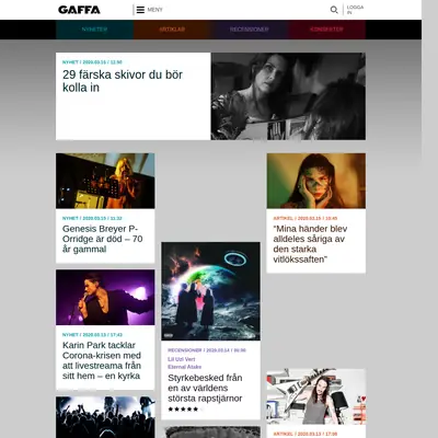 GAFFA startsida 2018