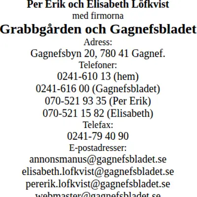 GAGNEFSBLADET startsida 2003