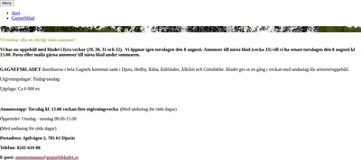GAGNEFSBLADET startsida 2019