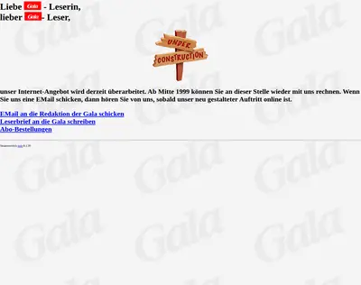 GALA startsida 1999