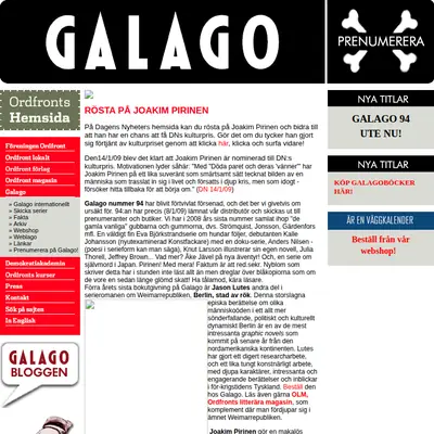 Galago startsida 2009