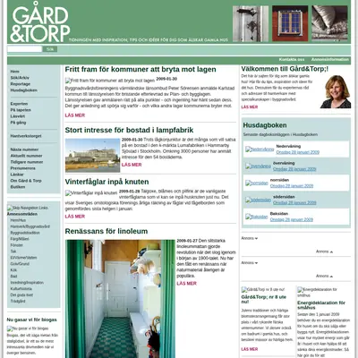 GÅRD & TORP startsida 2009