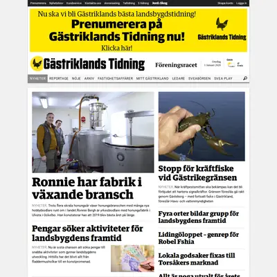 www.gastriklandstidning.se startsida 2020