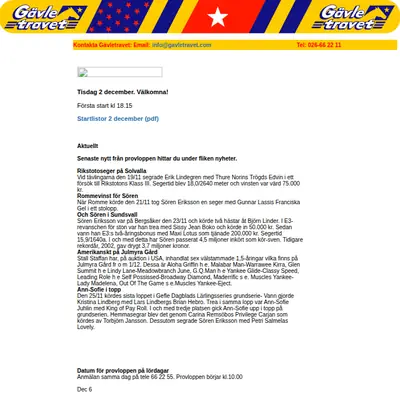 GÄVLETRAVET startsida 2004
