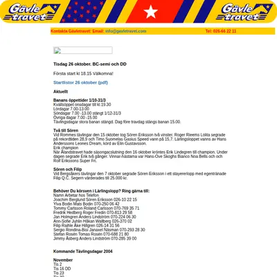 GÄVLETRAVET startsida 2006