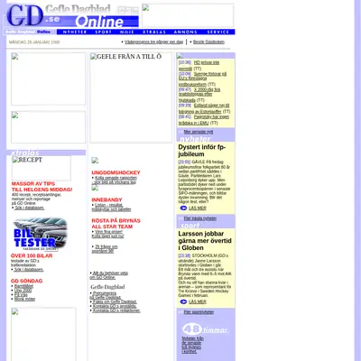 Gefle Dagblad startsida 1999