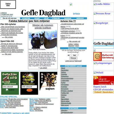 Gefle Dagblad startsida 2002