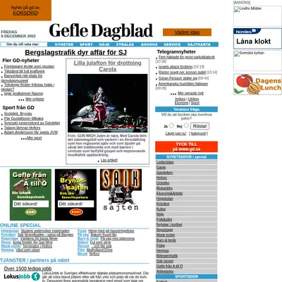 Gefle Dagblad startsida 2003