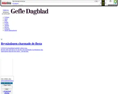 Gefle Dagblad startsida 2007
