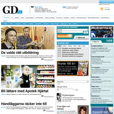 Gefle Dagblad startsida 2012