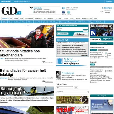Gefle Dagblad startsida 2013