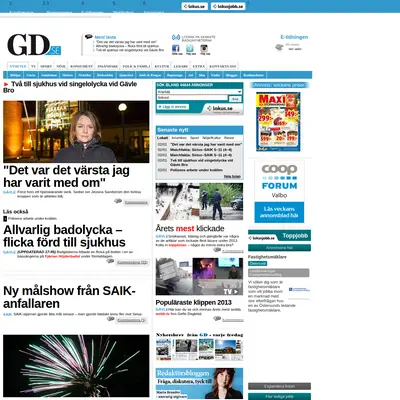Gefle Dagblad startsida 2014