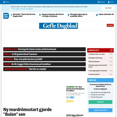 Gefle Dagblad startsida 2015