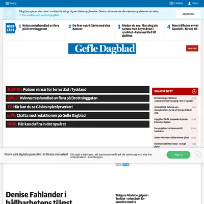 Gefle Dagblad startsida 2016