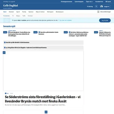 Gefle Dagblad startsida 2019