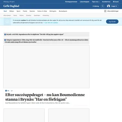 Gefle Dagblad startsida 2021