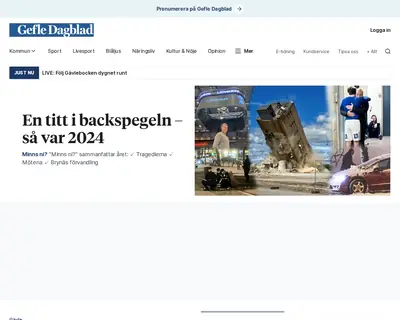 Gefle Dagblad startsida 2025