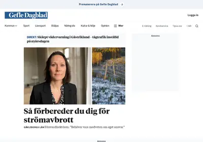 Gefle Dagblad startsida 2026