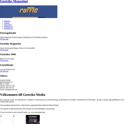 GESTRIKE MAGASINET startsida 2009