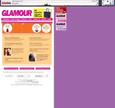 GLAMOUR startsida 2004