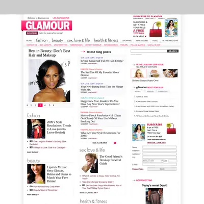 GLAMOUR startsida 2009