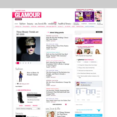 GLAMOUR startsida 2010