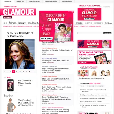 GLAMOUR startsida 2011