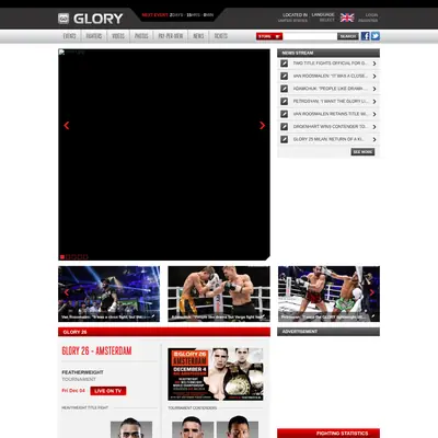 GLORY Kickboxing startsida 2015