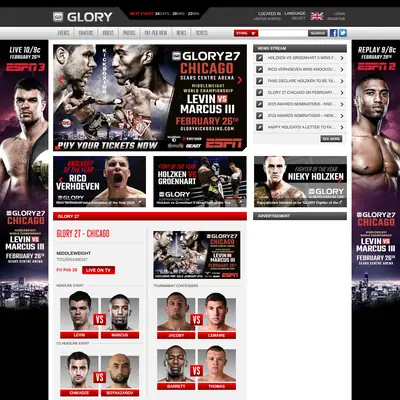GLORY Kickboxing startsida 2016