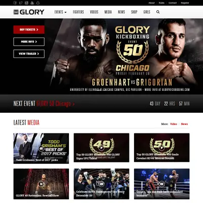 GLORY Kickboxing startsida 2018