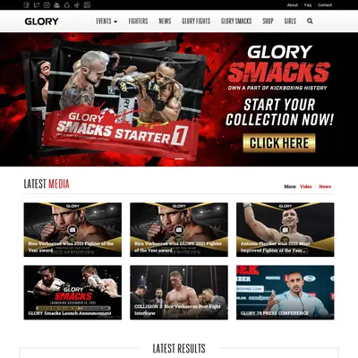 GLORY Kickboxing startsida 2022
