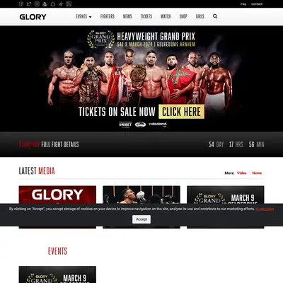 GLORY Kickboxing startsida 2024