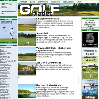 GOLFBLADET startsida 2009