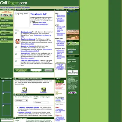 Golf Digest startsida 2001