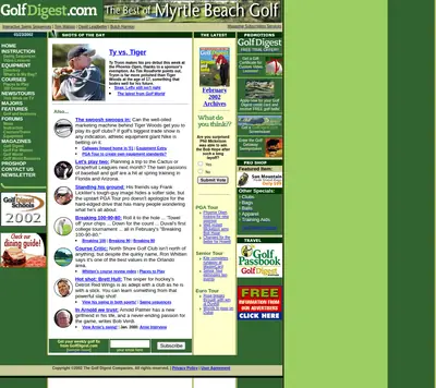 Golf Digest startsida 2002