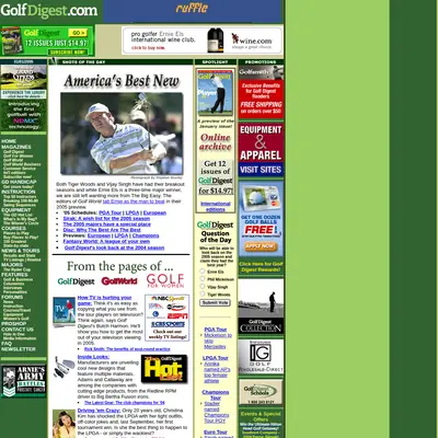 Golf Digest startsida 2005