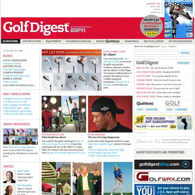 Golf Digest startsida 2008