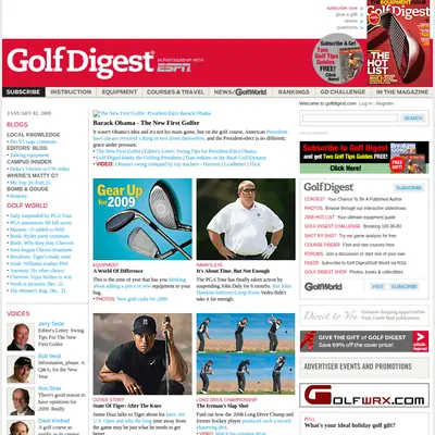 Golf Digest startsida 2009