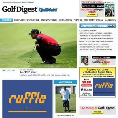 Golf Digest startsida 2011