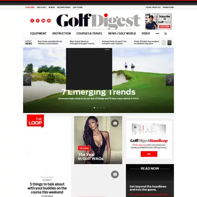 Golf Digest startsida 2015