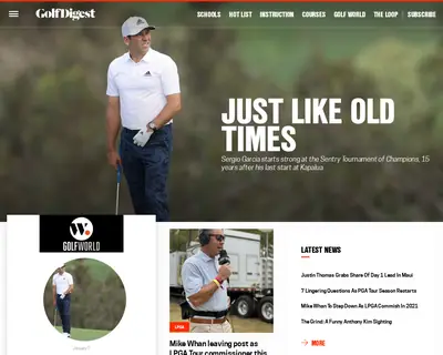 Golf Digest startsida 2021