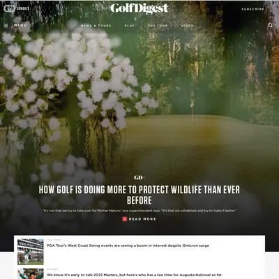 Golf Digest startsida 2022