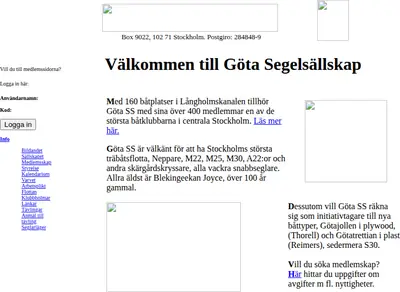 Göta Segelsällskap, gotasegelsallskap.se startsida 2003