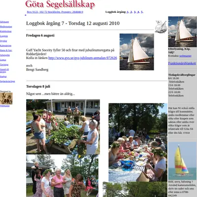 Göta Segelsällskap, gotasegelsallskap.se startsida 2008