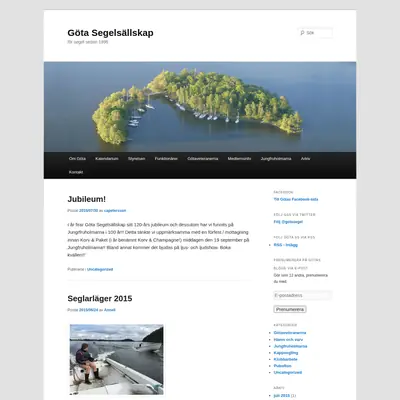 Göta Segelsällskap, gotasegelsallskap.se startsida 2015