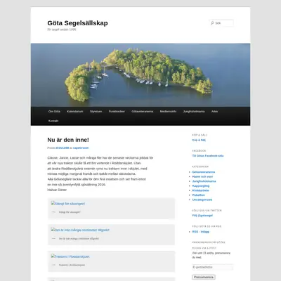 Göta Segelsällskap, gotasegelsallskap.se startsida 2016