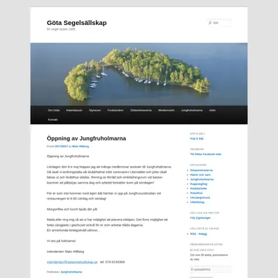 Göta Segelsällskap, gotasegelsallskap.se startsida 2017