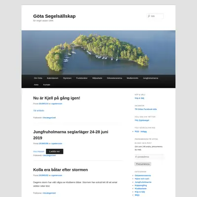 Göta Segelsällskap, gotasegelsallskap.se startsida 2019